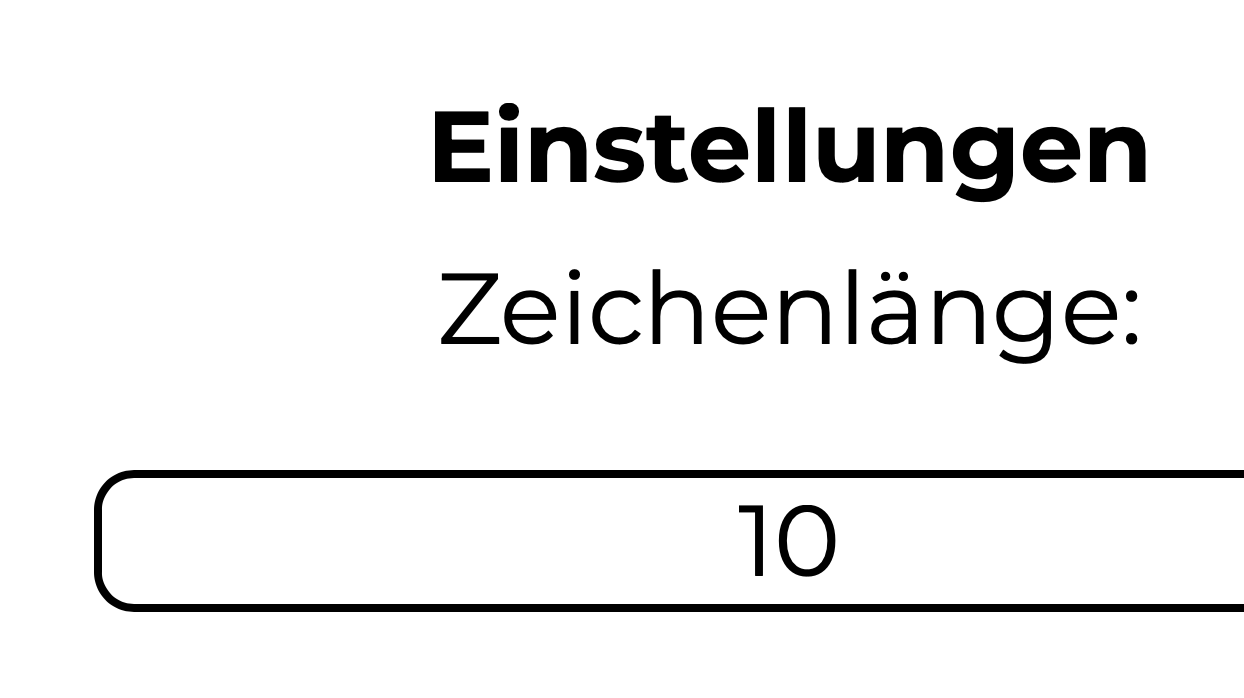 Die Einstellungen von Neverword. Zeigt das Feld zur Anpassung der Wortlänge.